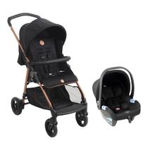 Carrinho de Bebê Lui Travel System até 15Kg + Bebê Conforto Materna até 13Kg Preto/Cobre Burigotto