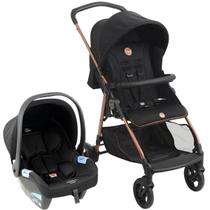 Carrinho de Bebê Lui Travel System Burigotto Preto Cobre com Bebê Conforto