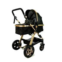 Carrinho de Bebê Luxo Club Baby Preto C/ Alça e Selo Inmetro