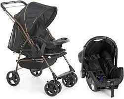 Carrinho de Bebe Milano Galzerano com Bebe Conforto Grid Galzerano Preto Cobre