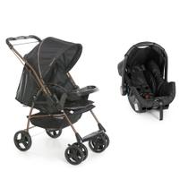 Carrinho de Bebê Milano Travel System até 15Kg + Bebê Conforto Grid até 13Kg Preto/Cobre Galzerano