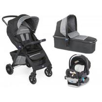 Carrinho de Bebe Moisés Kwik.One Black (Preto) + Cadeira para Auto KeyFit - Chicco