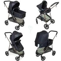 Carrinho de bebe moises napoli trio preto cobre + bebe conforto grid + base - galzerano