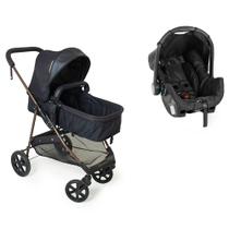 Carrinho de Bebê Napoli Travel System até 15Kg + Bebê Conforto Grid Preto/Cobre