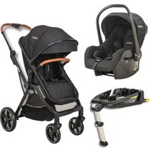 Carrinho de bebe nomad preto + bebe conforto casulo (415npp) + base isofix - kiddo