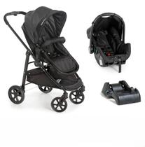 Carrinho de Bebê Olympus Moisés Passeio 3 em 1 Preto Travel System Galzerano