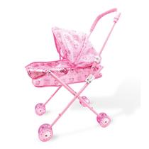 Carrinho de Bebê Para Boneca em Metal Dobrável Com Capota Retrátil Brinquedo de Passeio Infantil Ideal Para Crianças Pica Pau