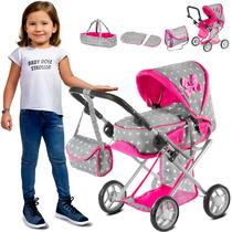 Carrinho de bebê para bonecas Kinderplay KP0200S com alça ajustável Carrinho de bebê para bonecas Kinderplay KP0200S com alça ajustável