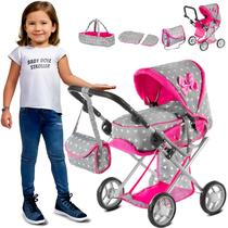 Carrinho de bebê para bonecas Kinderplay KP0200S com alça ajustável