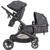 Carrinho de Bebê para Gêmeos Duplo Kiddo Pair 3 em 1 Berço Passeio Moisés Travel System Viagem 15 Kg Cinza Melange Grafite 5225AMG Duas Crianças