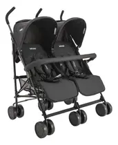 Carrinho De Bebê Para Gêmeos Youme Ii Kiddo Preto