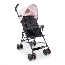 Carrinho De Bebê Para Passeio Guarda chuva Leve, Capota Com Visor, Rosa Chassi Preto Mega Compras