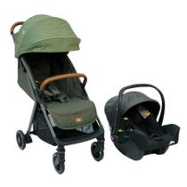 Carrinho de bebe parcel combo pine verde com bebê conforto i-snug shale - joie