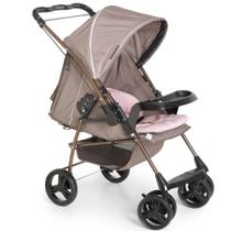 Carrinho de Bebê Passeio Berço Reversível 0 a 15Kg Milano Cappuccino Rosa Galzerano