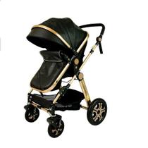 Carrinho de Bebê Preto Club Baby com Alça e Selo Inmetro Modelo Luxo