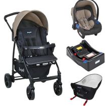 Carrinho de Bebê Travel System Burigotto Ecco Cinza e Bege + Base + Ninho