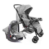 Carrinho de Bebe Travel System Duo Reverse Cinza Rajado com Bebê Conforto - Cosco Kids Carrinho de Bebe Travel System Duo Reverse Cinza Rajado com Bebê Conforto - Cosco Kids