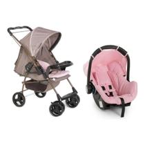 Carrinho de Bebê Travel System Milano Reversível II Creme e Rosa - Galzerano