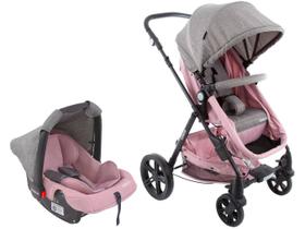 Carrinho de Bebe Travel System Poppy Duo Rosa Mescla com Bebe Conforto - Cosco Kids