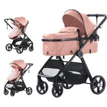 Carrinho de Bebê Trenana 2 em 1 Conversível com Berço Rosa