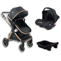 Carrinho de bebe trio com bebe conforto e base kansas gold - premium baby