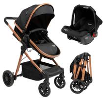 Carrinho de bebe ts prestige duo com bebe conforto preto terracota- infanti
