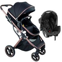 Carrinho de Bebê Zoe + Bebê Conforto Grid Preto - Galzerano Carrinho de Bebê Zoe + Bebê Conforto Grid Preto - Galzerano
