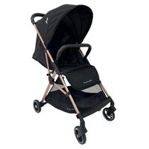 Carrinho de Bebê Zurich Preto/Rosé Couro Preto -Premium Baby