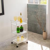 Carrinho de Bebidas Decorativo Retangular Branco - Metaltru