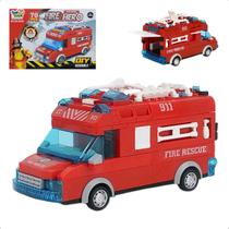 Carrinho de Blocos de Montar Musica Farol Led