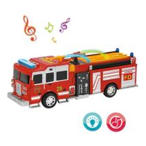 Carrinho de Bombeiro Bate e Volta DM Toys Brinquedo Infantil com Movimento Automático