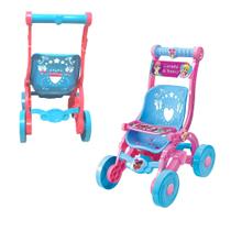 Carrinho De Boneca +3 Anos Azul e Rosa Brinquedo Faz de Conta Infantil Decorado com Bandeja Lider - 228