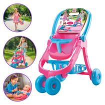 Carrinho de Boneca 3 em 1 Rosa Bebê Conforto Cadeirinha