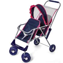 Carrinho De Boneca Azul Dobrável Reborn Menina Gêmeos - Mep Kids