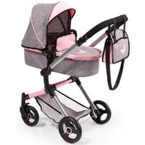Carrinho de boneca Bayer Versatile Pram City Vario 20 polegadas cinza e rosa