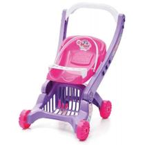 Carrinho de Boneca Bebaby Assento Rosa Tateti 0214