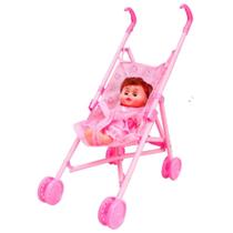 Carrinho de Boneca Bebe Brinquedo Infantil Carrinho Modelo Guarda-Chuva Passeio Rosa