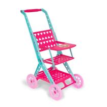 Carrinho De Boneca Bebê Brinquedo Infantil Dobrável Rosa E Verde-Cardoso