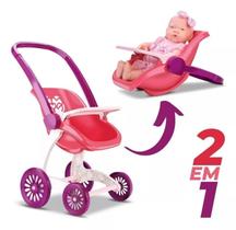 Carrinho De Boneca Bebê Infantil Confort Baby 2 Em 1 Passeio - Samba Toys