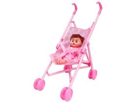 Carrinho De Boneca De Brinquedo Infantil Rosa Com Boneca Bebê Importway