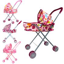 Carrinho de Boneca Dobrável em Tecido Infantil Diversão Passeio Bebê - Castela