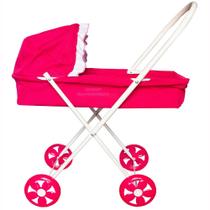 Carrinho De Boneca e Bebê Reborn Rosa ou Azul Resistente Brinquedo Infantil Dobrável para Meninas