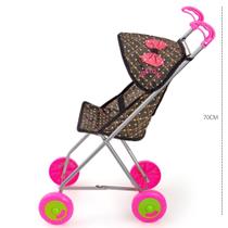 Carrinho de Boneca Infantil Menina Milan semi Luxo Alive Bebê Reborn preto