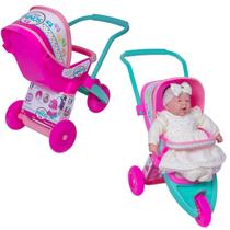 Carrinho De Boneca Infantil Rosa Coleção Ninos Baby Meninas 3 Rodas Para Passeio Brinquedo Cotiplás