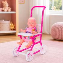 Carrinho de Boneca Menina Passeio Rosa 60cm Bebe Rodinha Carrinho de Boneca Menina Passeio Rosa 60cm Bebe Rodinha