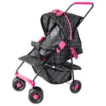 Carrinho de Boneca Milano Estilo Preto/Pink