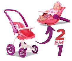 Carrinho De Boneca passeio Infantil Confort Baby 2 em 1 - Samba Toys