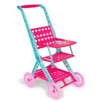 Carrinho De Boneca Reborn Brinquedo Dobrável 69cm Rosa Resistente Reforçado