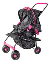 Carrinho De Boneca Reborn Milano Preto E Rosa Menina