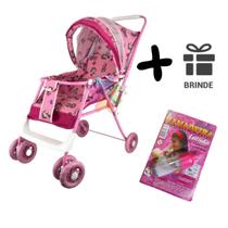 Carrinho De Boneca Rosa Grande Luxo Bebê Reborn Infantil Presente Menina Dobravel Armação Metal Posição Cadeira e Berço - M&P